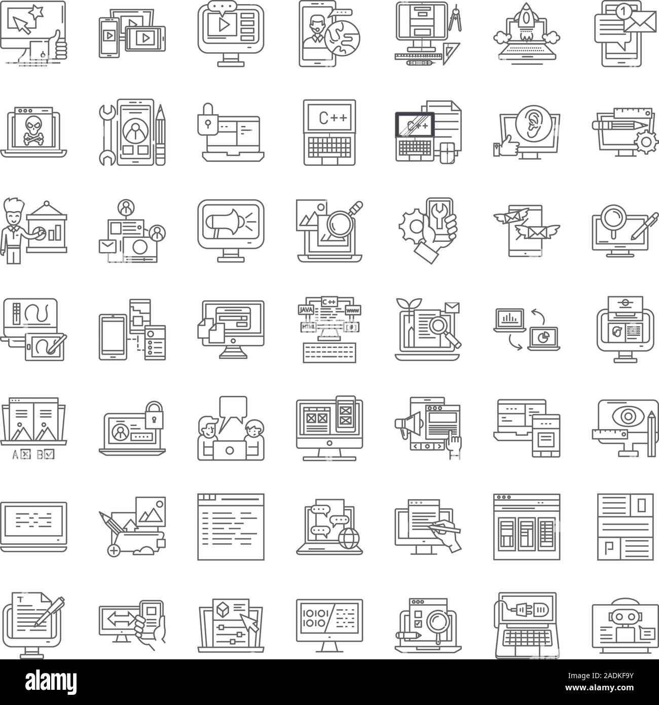 Interface design line icons, signs, symbols vector, linear illustration ...