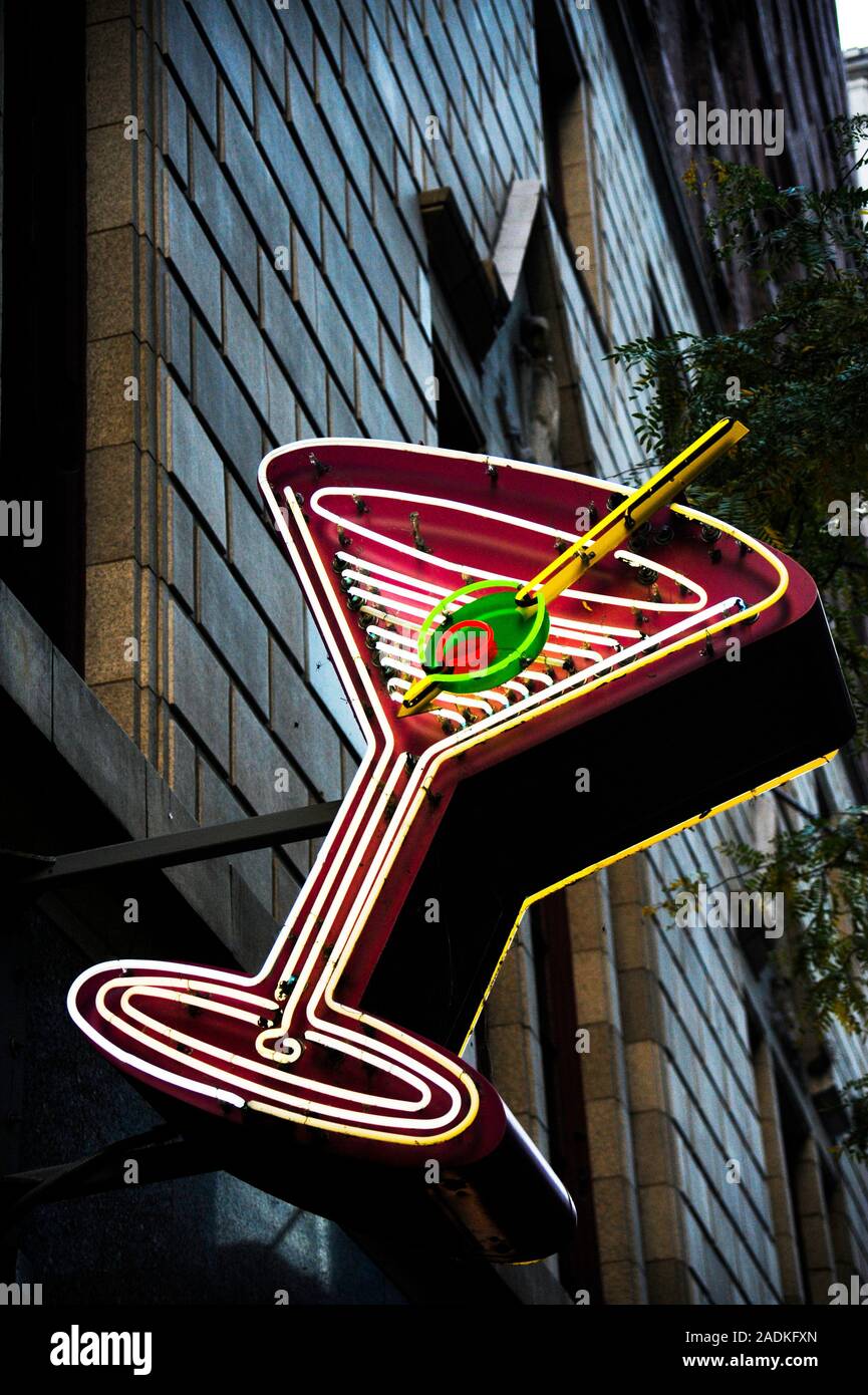 Neon martini glass Stock Photo - Alamy