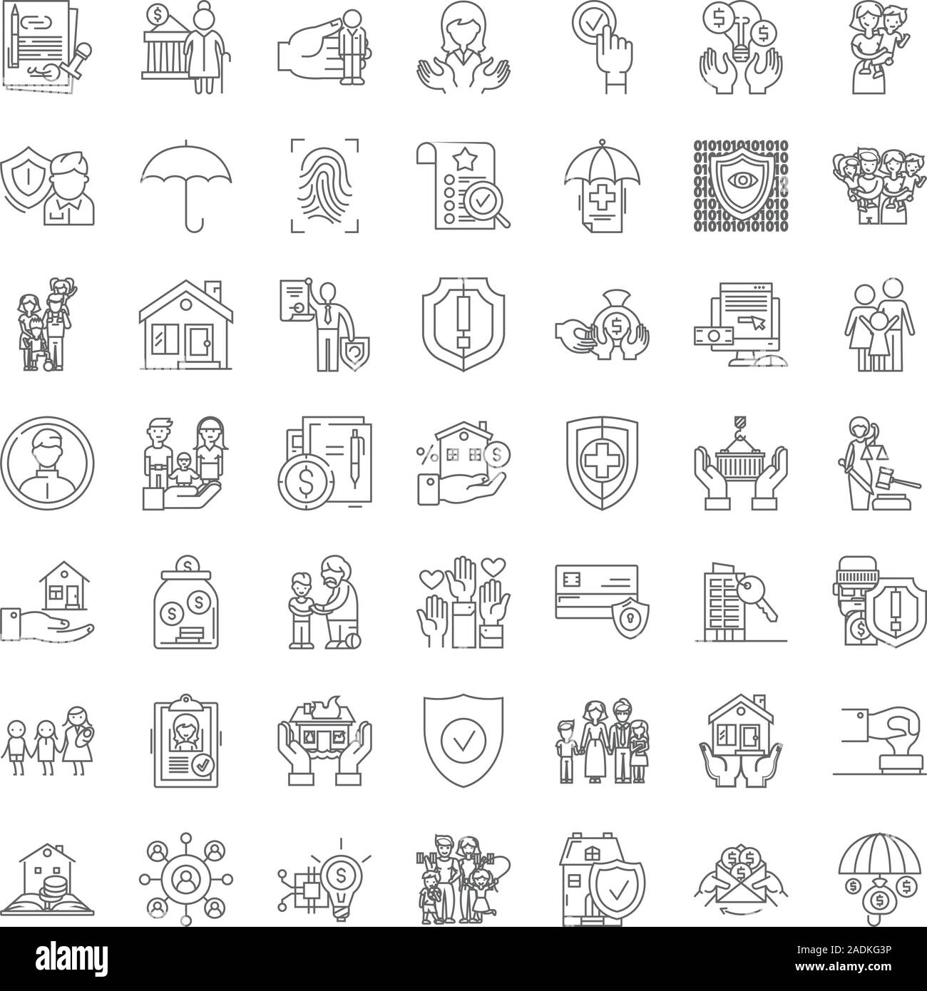 Insuarance policy line icons, signs, symbols vector, linear ...