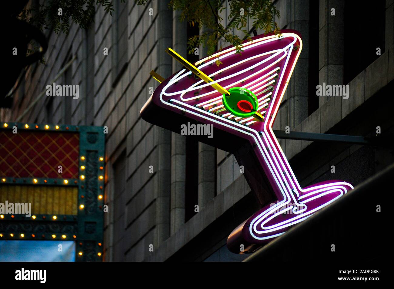 Neon martini glass Stock Photo - Alamy