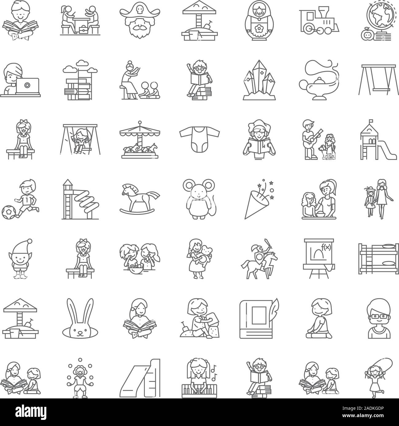 Kindergarten class line icons, signs, symbols vector, linear