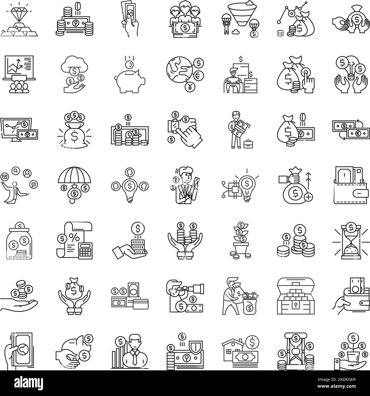 Investment line icons, signs, symbols vector, linear illustration set ...