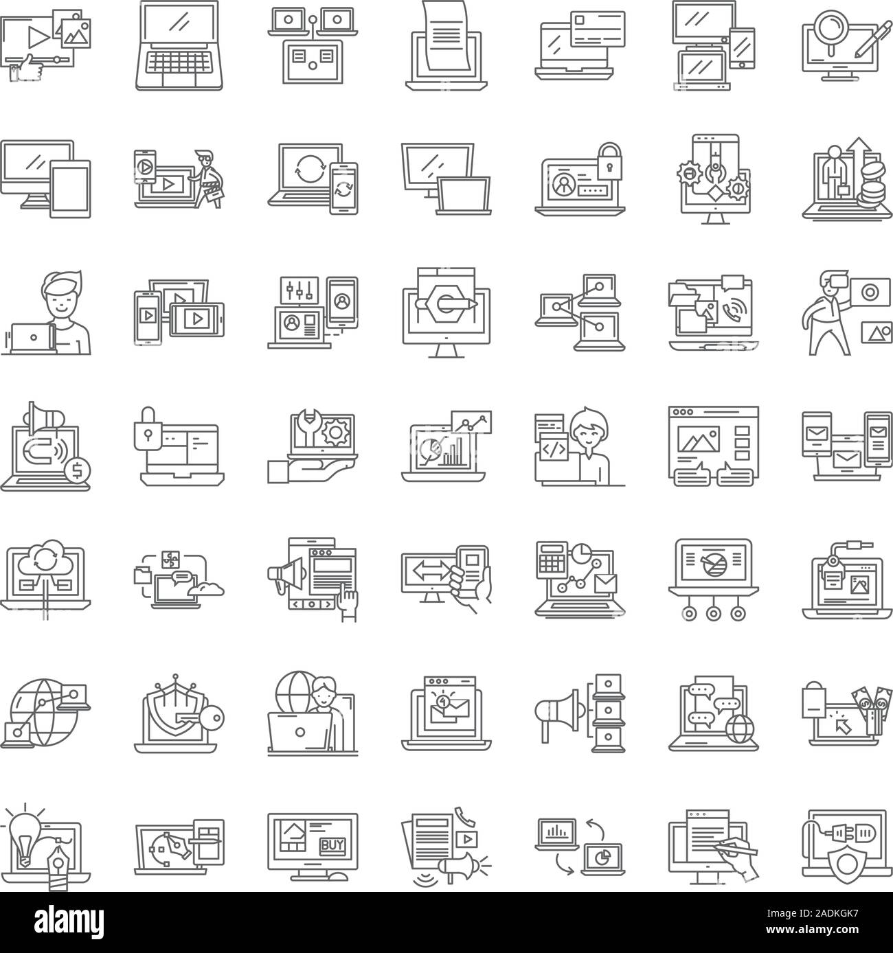 Laptop computer line icons, signs, symbols vector, linear illustration ...