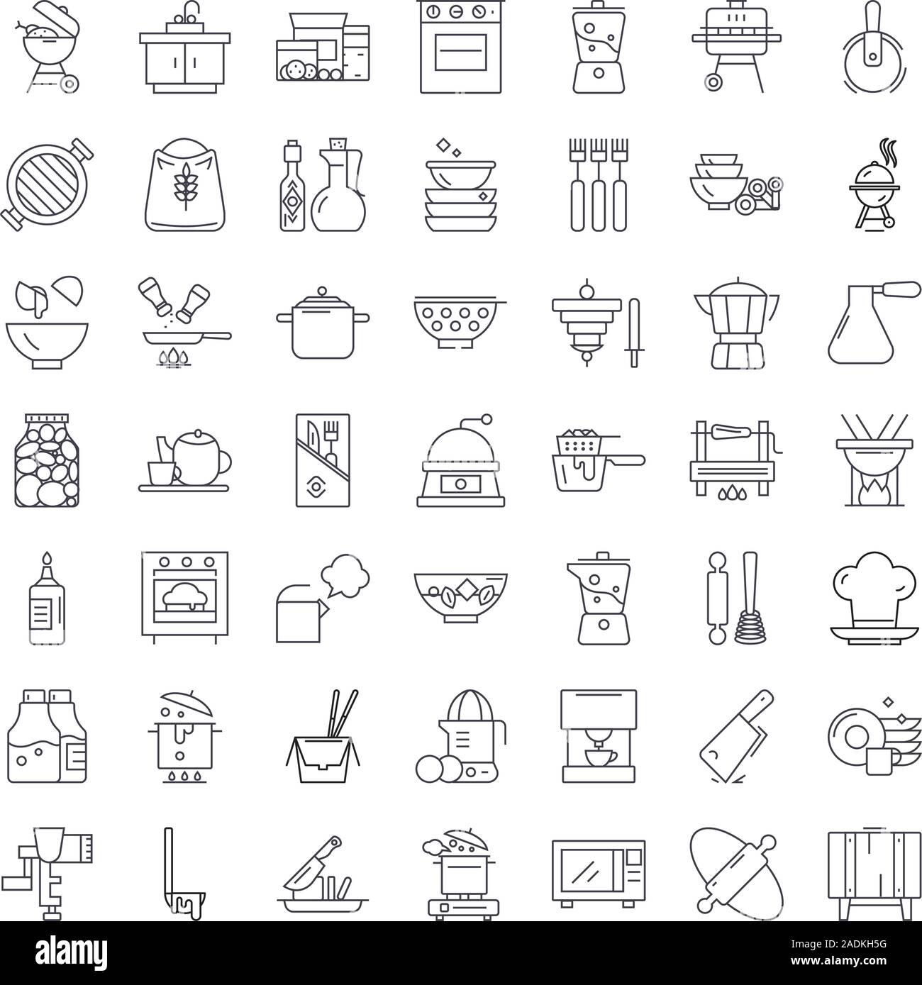 Kitchen Interior Line Icons Signs Symbols Vector Linear Illustration Set Stock Vector Image Art Alamy