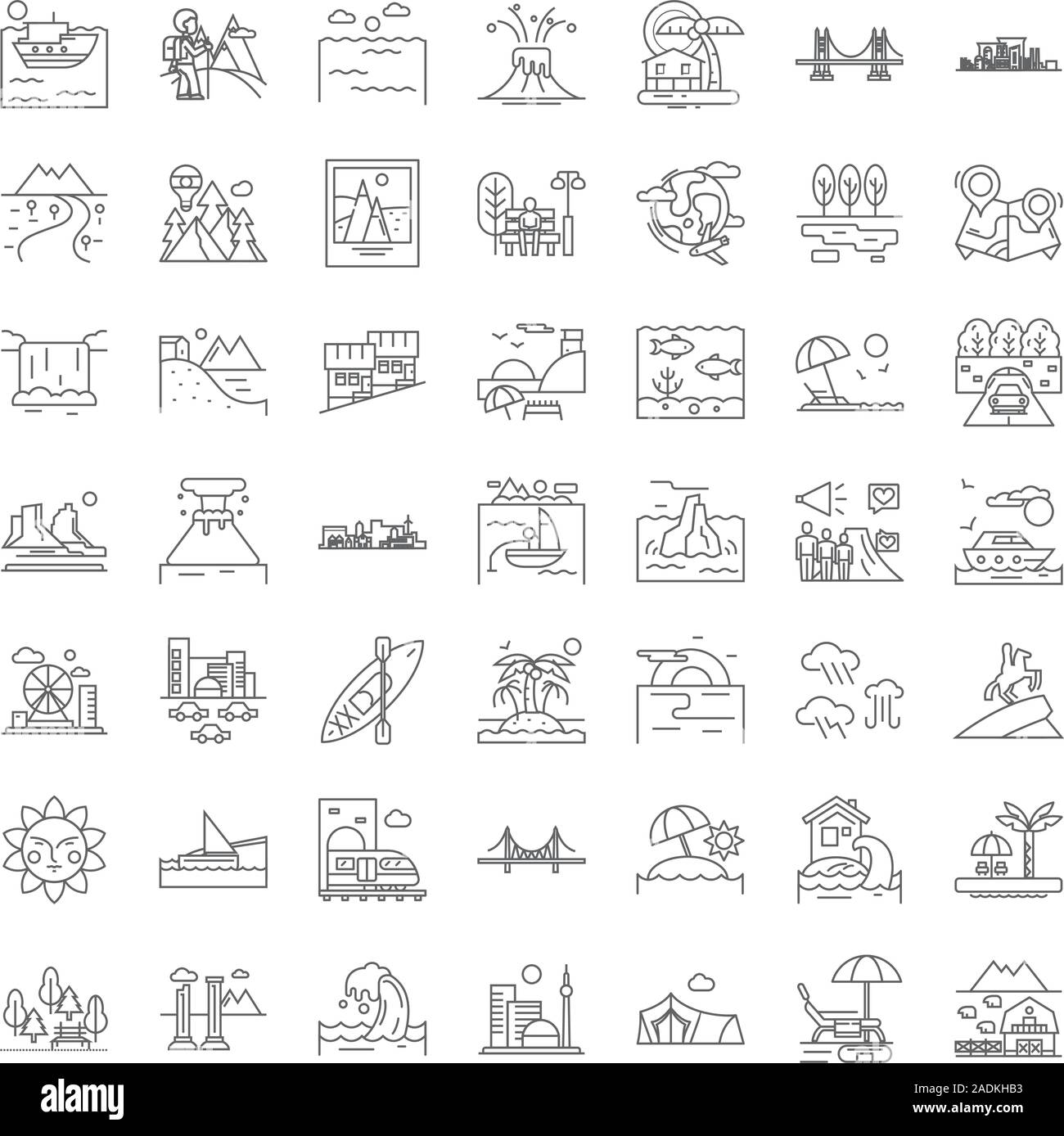 Landscapes line icons, signs, symbols vector, linear illustration set ...