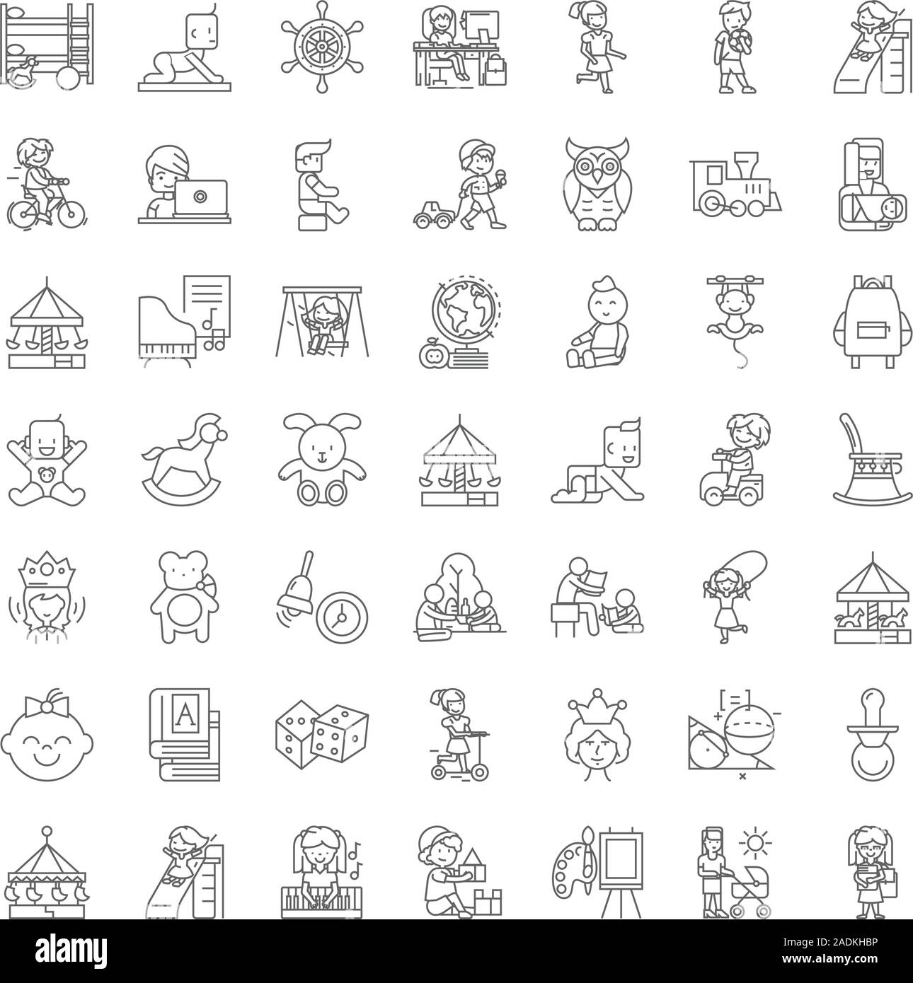 Kindergarten line icons, signs, symbols vector, linear illustration set