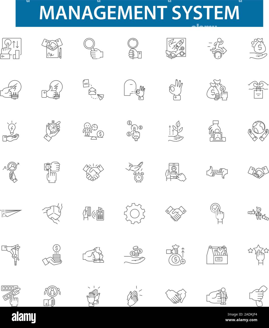Management system.ai line icons, signs, symbols vector, linear illustration set Stock Vector