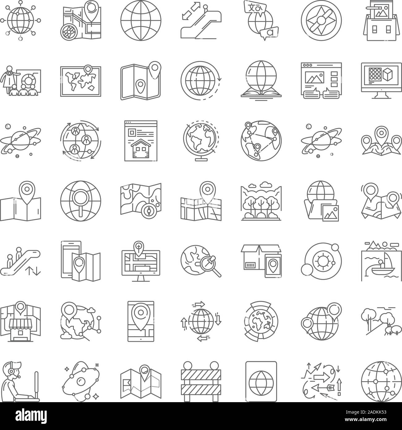 Maps and locations line icons, signs, symbols vector, linear ...