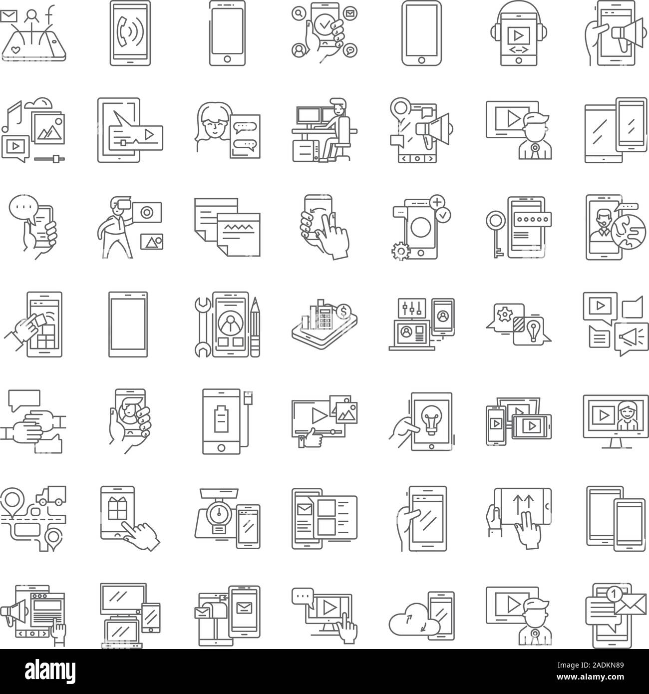 Mobile linear icons, signs, symbols vector line illustration set Stock ...