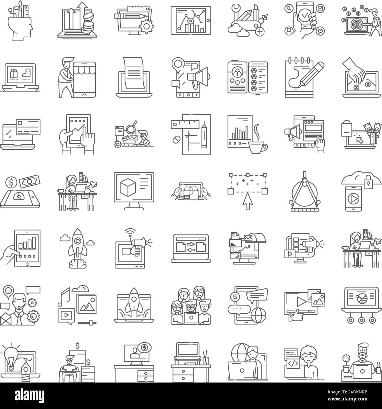 Online business linear icons, signs, symbols vector line illustration ...