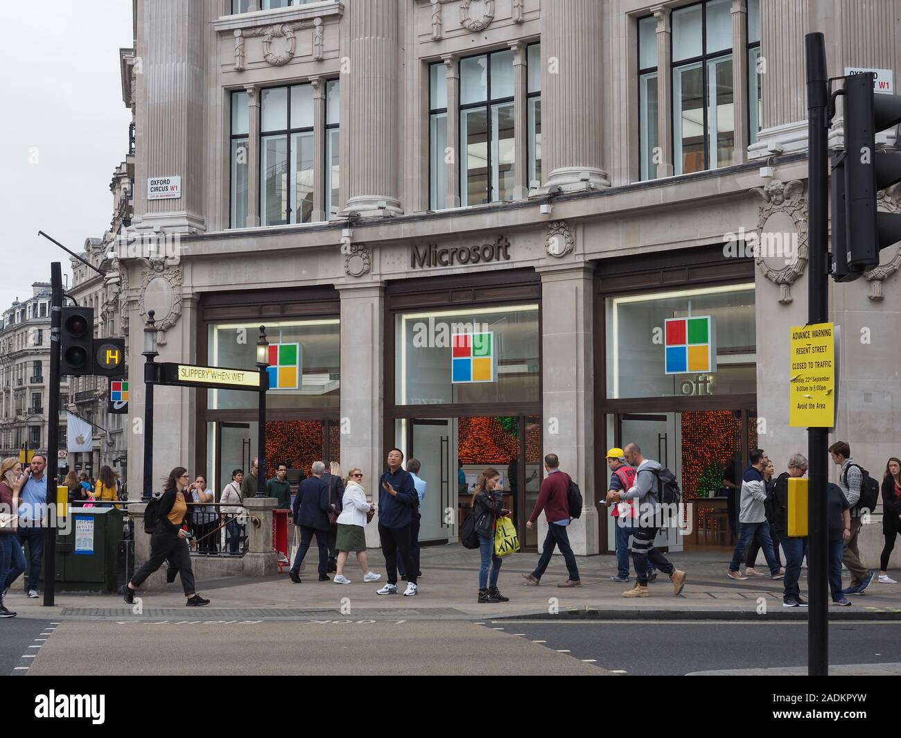 LONDON, UK - CIRCA SEPTEMBER 2019: Microsoft storefront in Oxford Circus Stock Photo