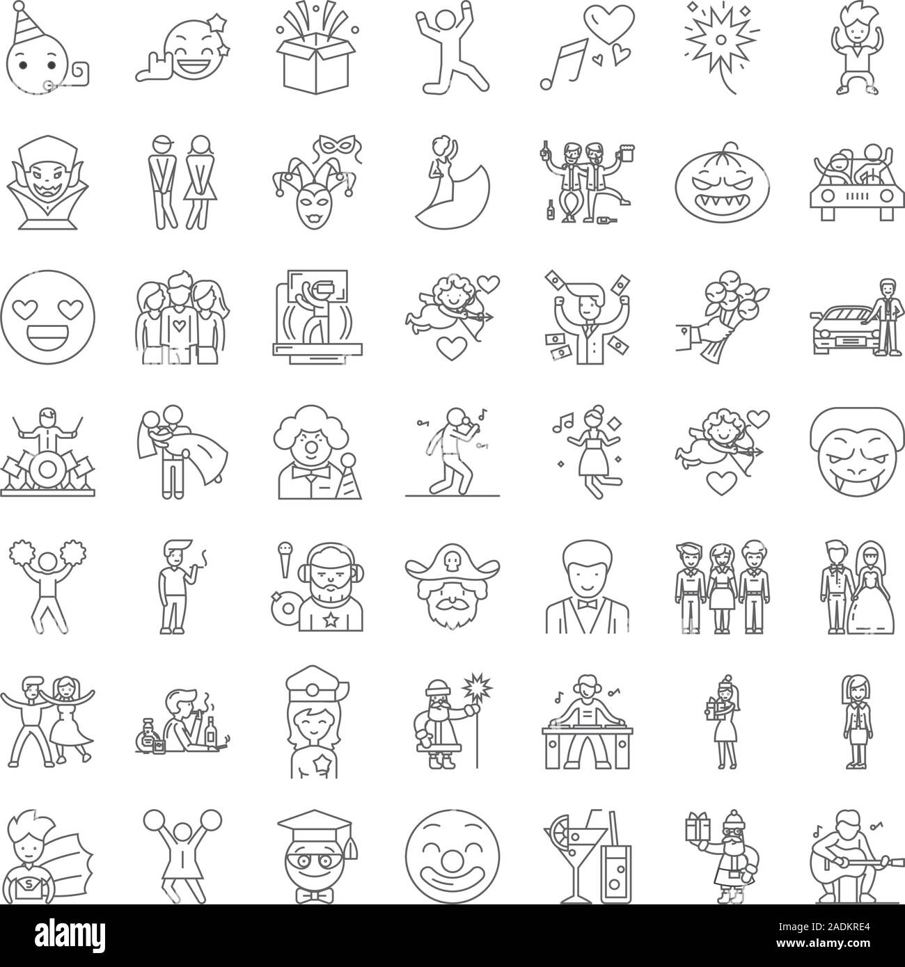 Night party linear icons, signs, symbols vector line illustration set ...