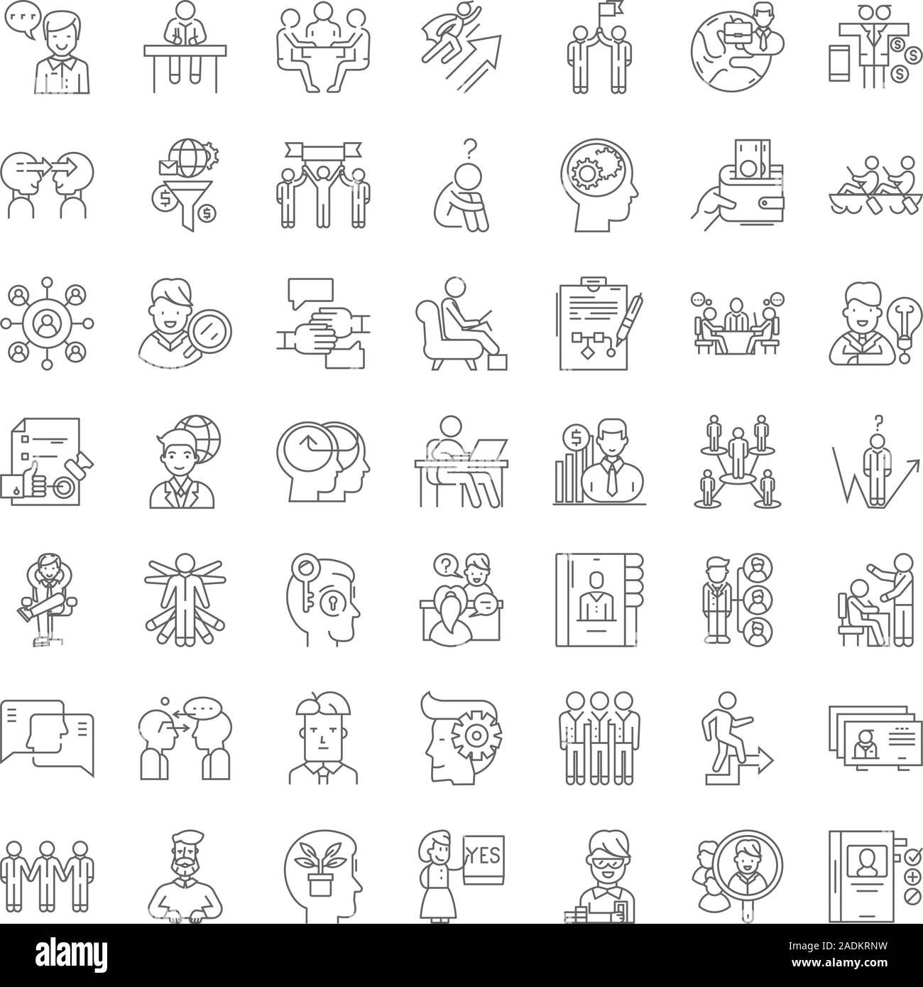 Mentality linear icons, signs, symbols vector line illustration set Stock Vector