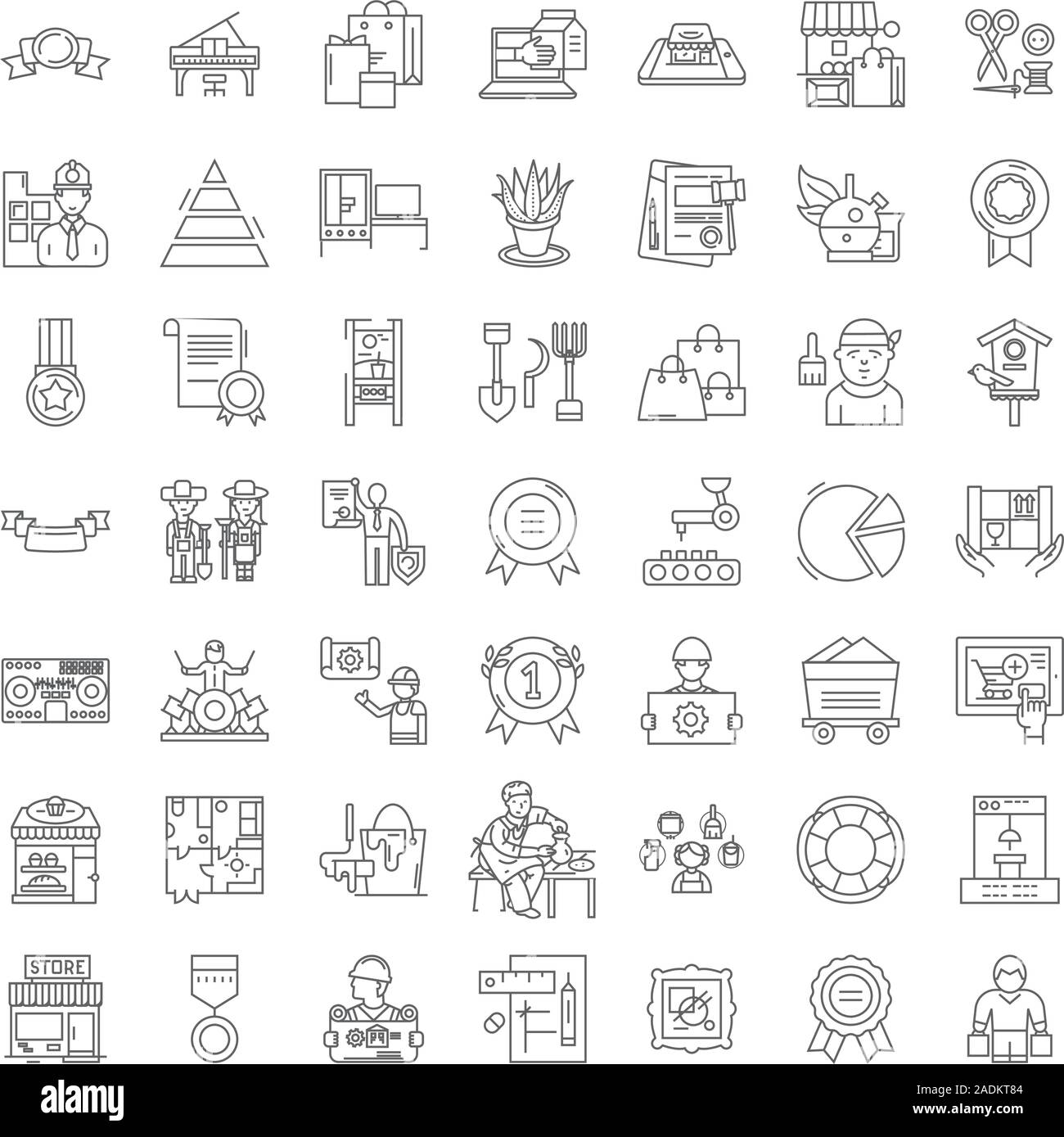 Quality control linear icons, signs, symbols vector line illustration ...