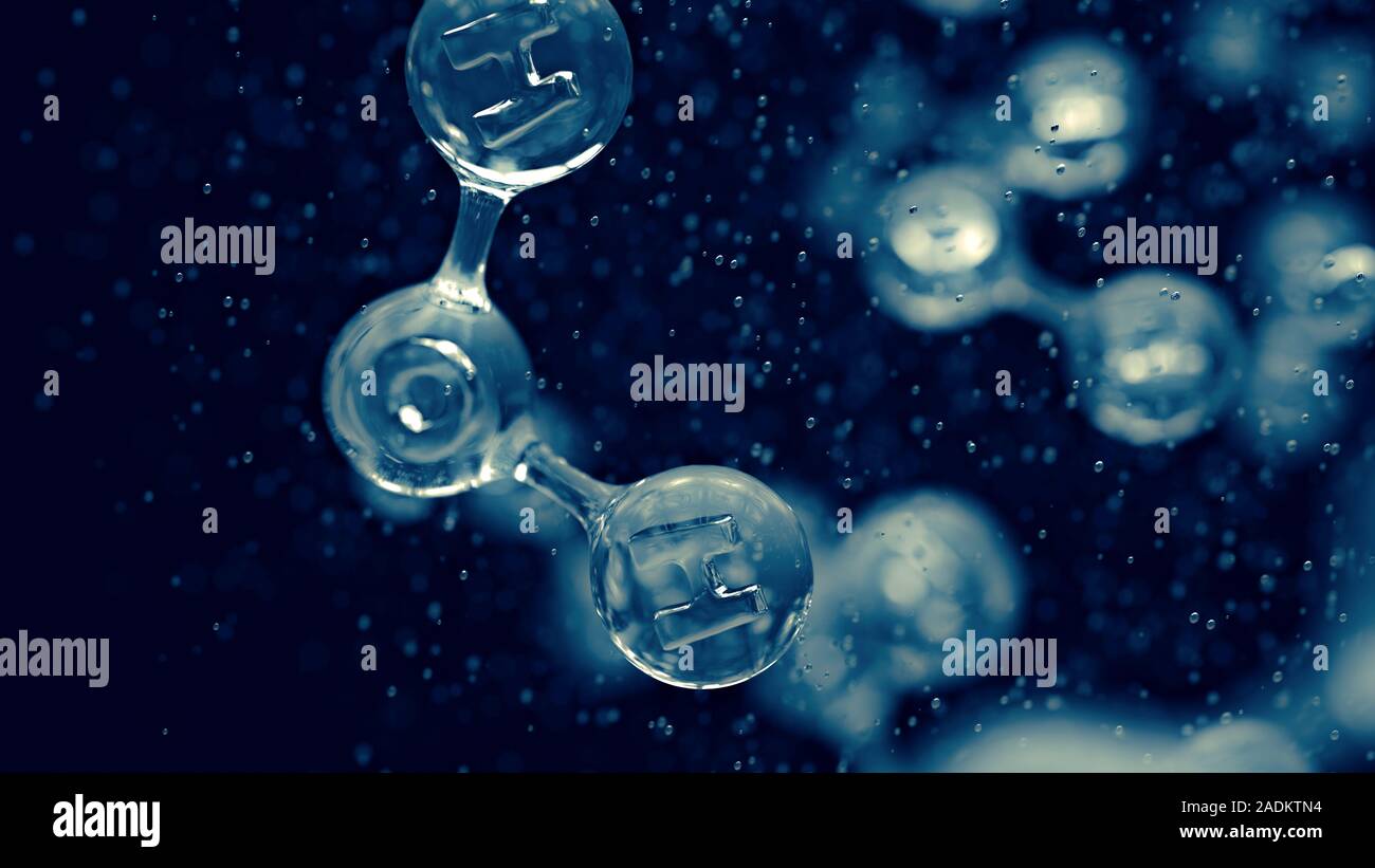 Creative, 3d, futuristic concept of water molecules abstract concept Stock Photo