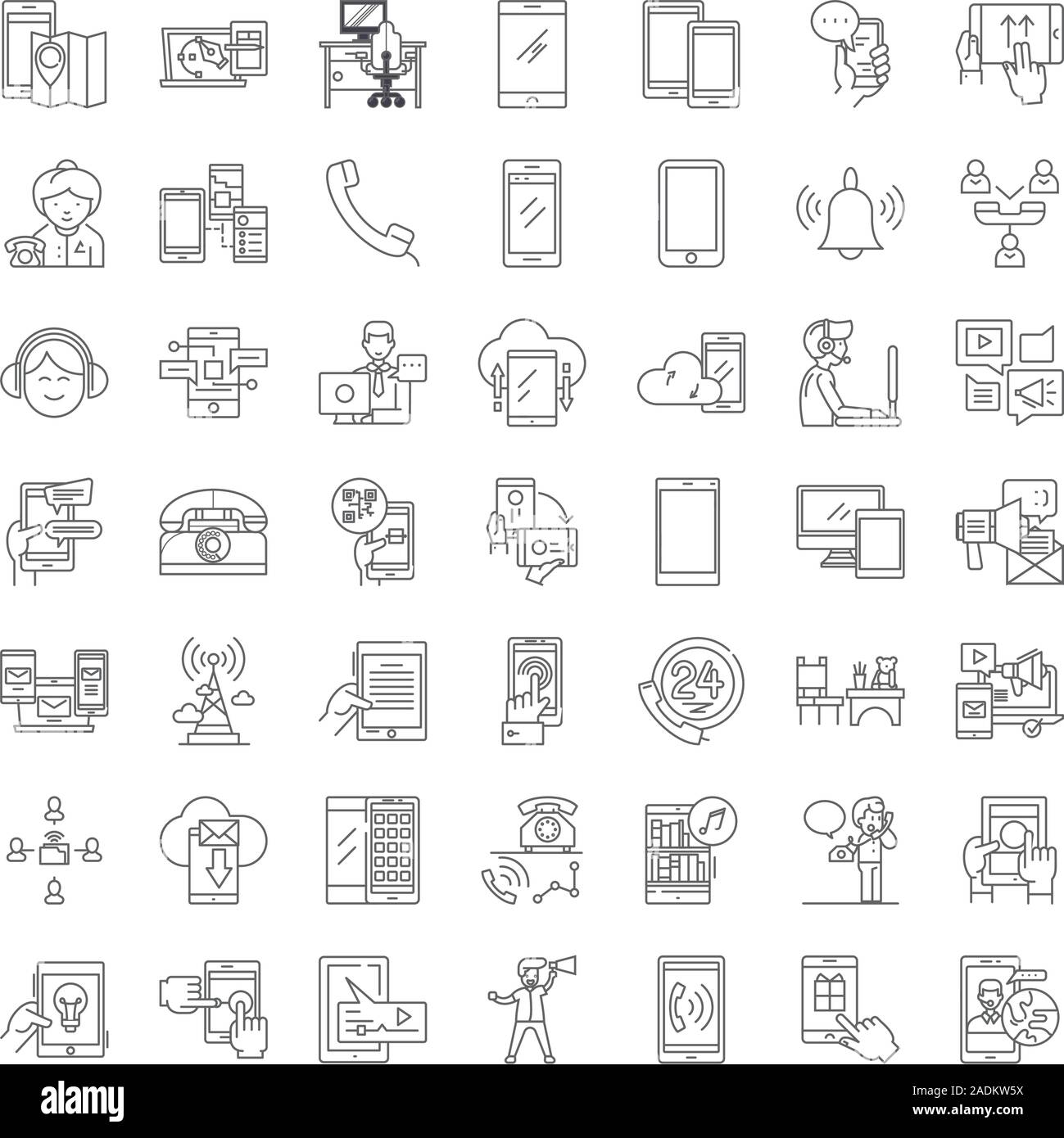 Phone linear icons, signs, symbols vector line illustration set Stock ...