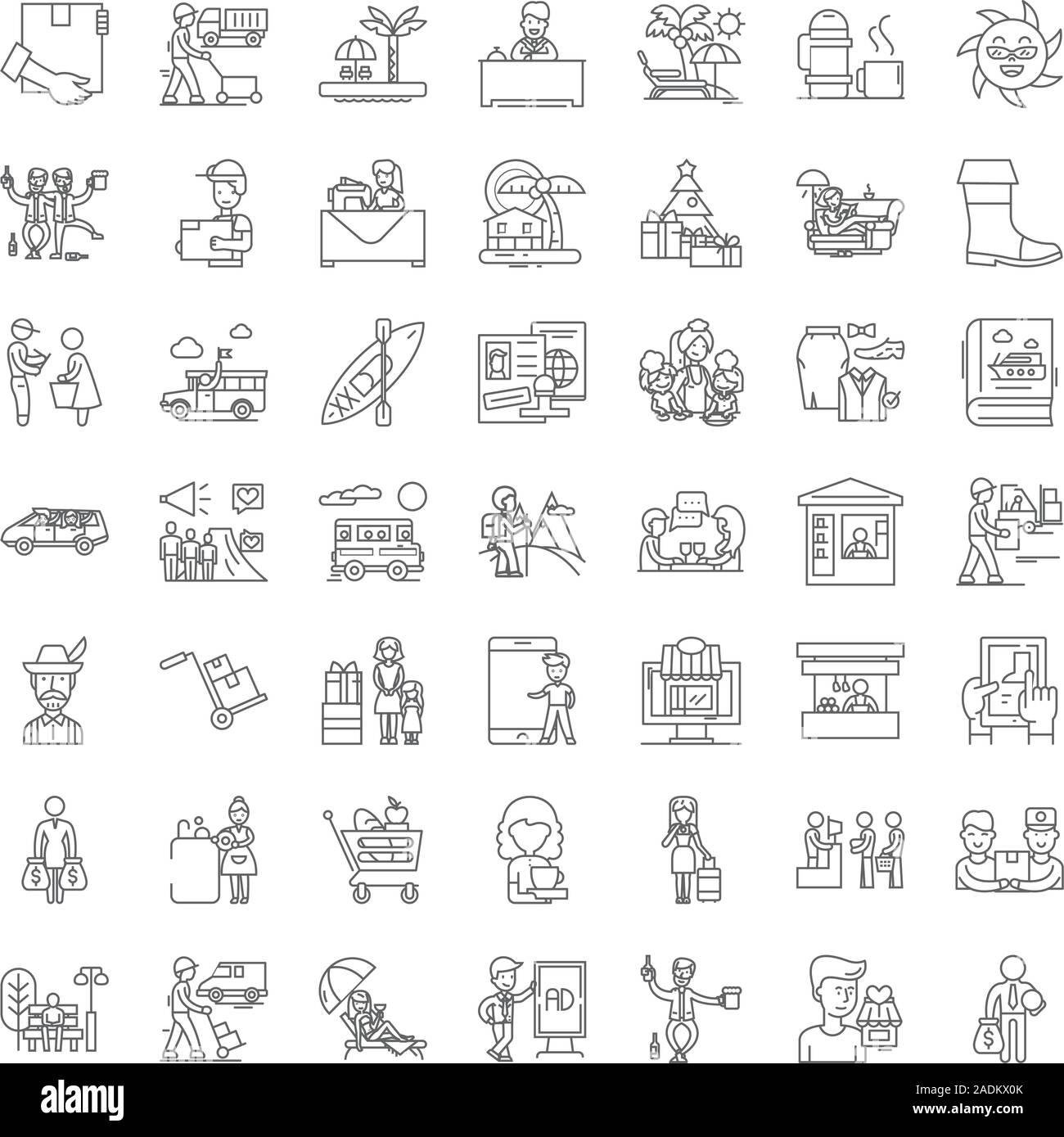 Shopper linear icons, signs, symbols vector line illustration set Stock ...