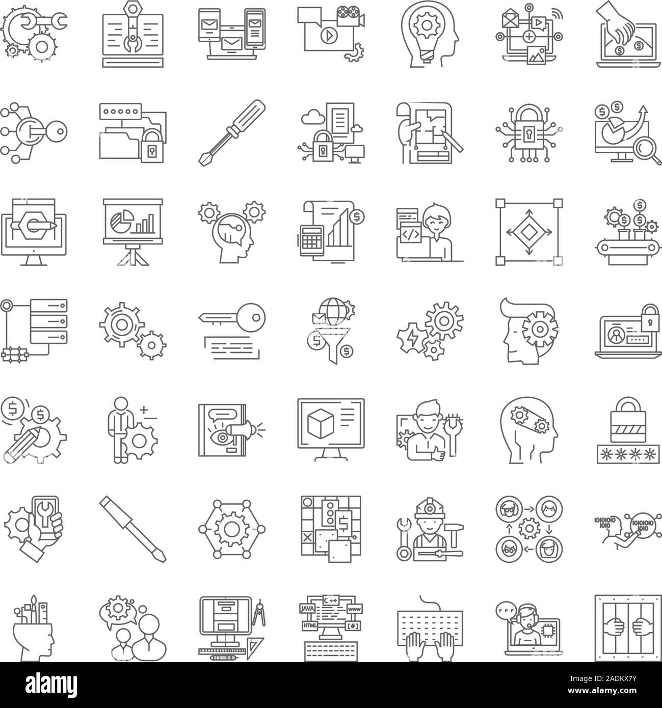 Settings linear icons, signs, symbols vector line illustration set ...