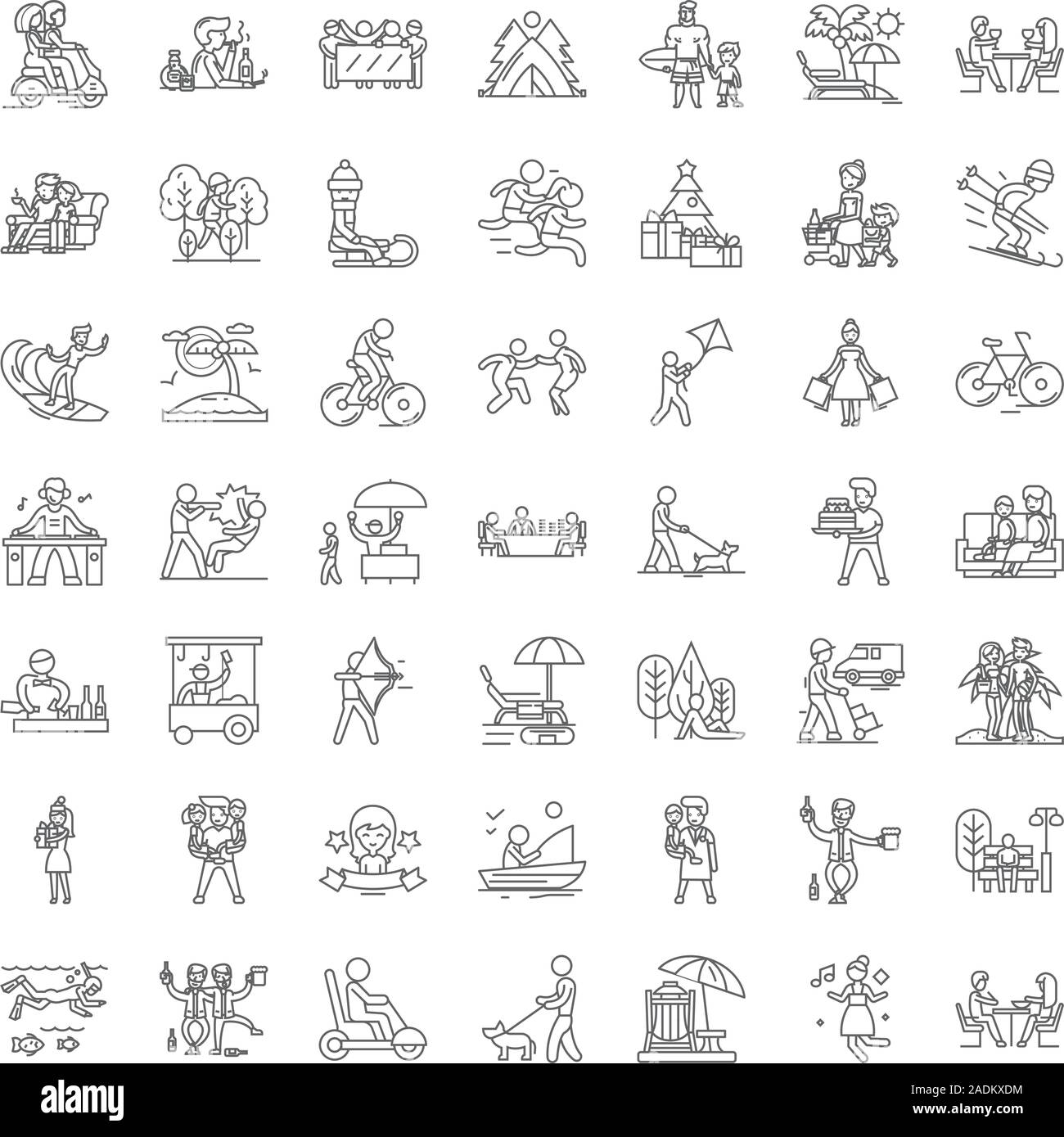 Recreation linear icons, signs, symbols vector line illustration set ...