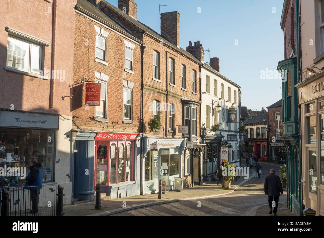 Kirkgate a street in Ripon town centre, North Yorkshire, England, UK