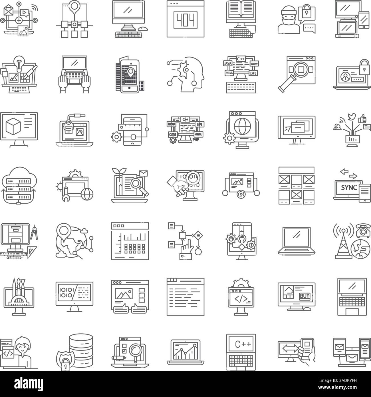 Software development linear icons, signs, symbols vector line ...