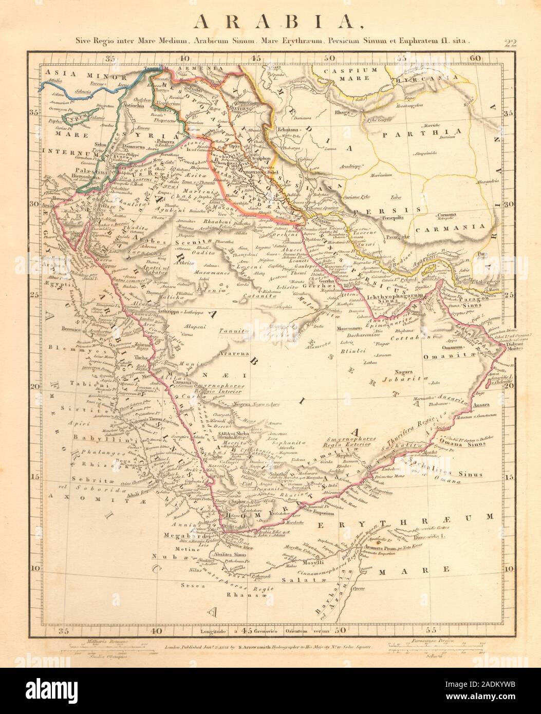 ANCIENT ARABIA. Arabicum Sinum Mare. Red Sea. Persian Gulf. ARROWSMITH