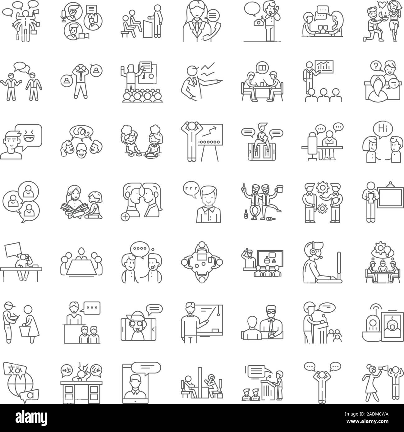 Talking people linear icons, signs, symbols vector line illustration ...