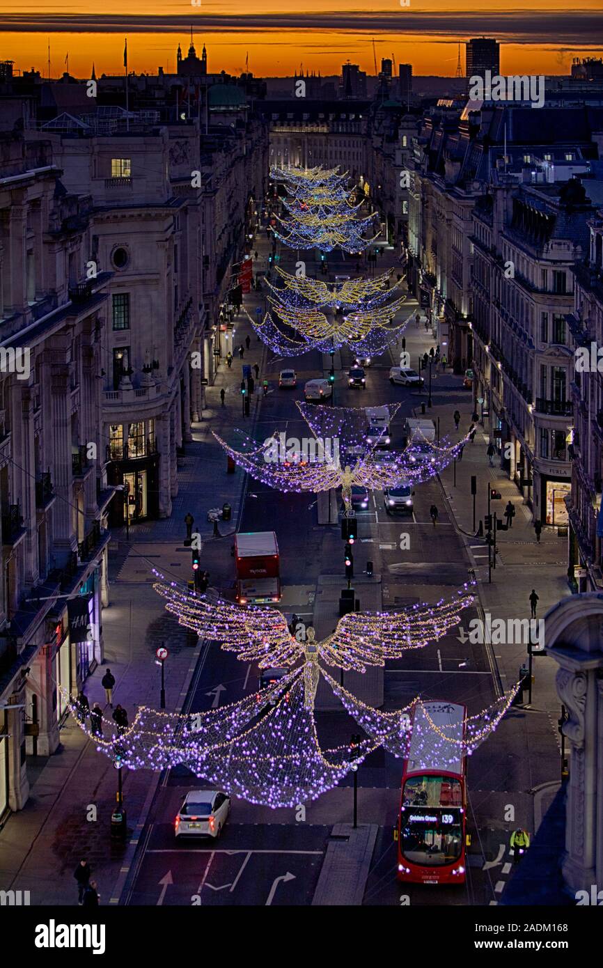 Regents Street Christmas Lights from Above Stock Photo Alamy