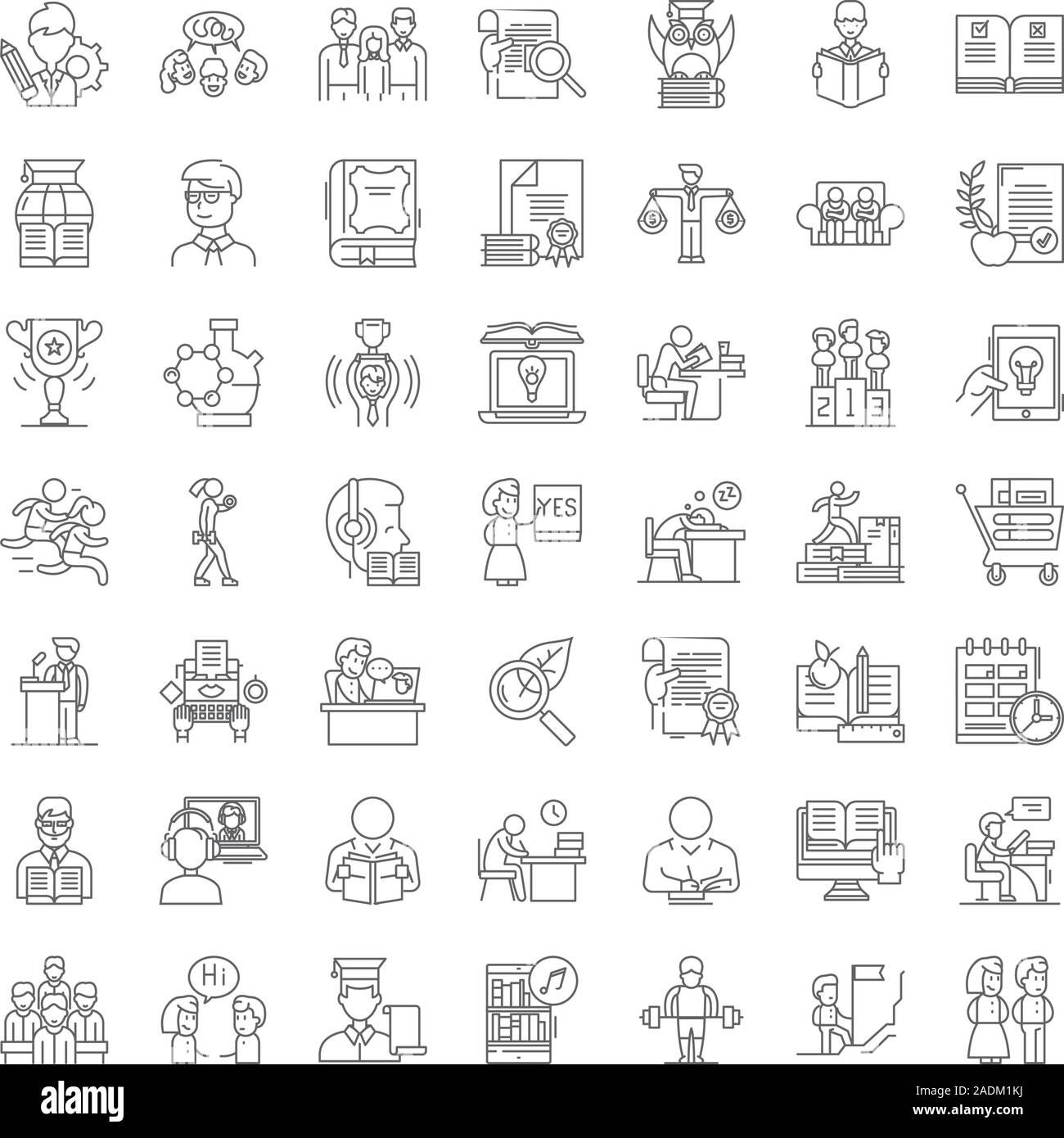 Training linear icons, signs, symbols vector line illustration set ...