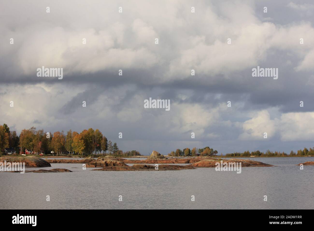 Dramatic sky over Lake Vanern. Stock Photo