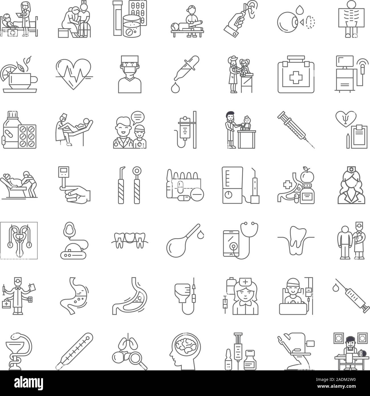 Therapy linear icons, signs, symbols vector line illustration set Stock Vector
