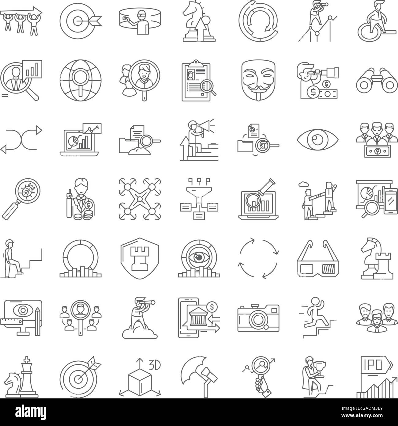 Vision linear icons, signs, symbols vector line illustration set Stock ...