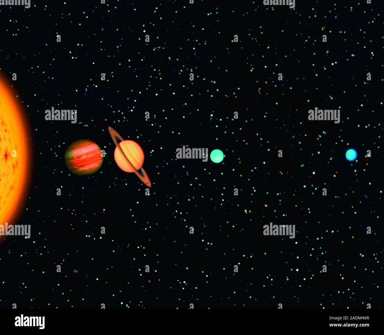 The outer Solar System. Computer composite image of the four 'gas giant ...