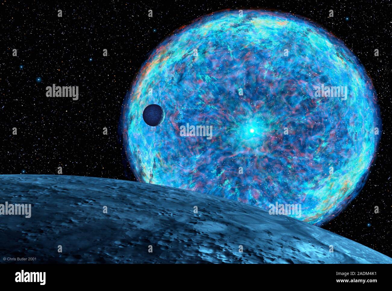 Death of the Sun. Artwork of the Sun forming a nebula at the