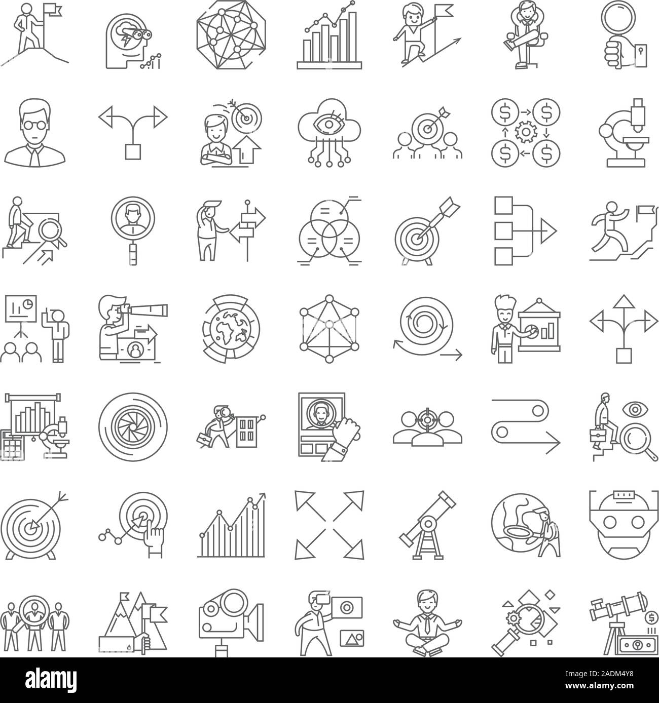 Company strategy linear icons, signs, symbols vector line illustration ...