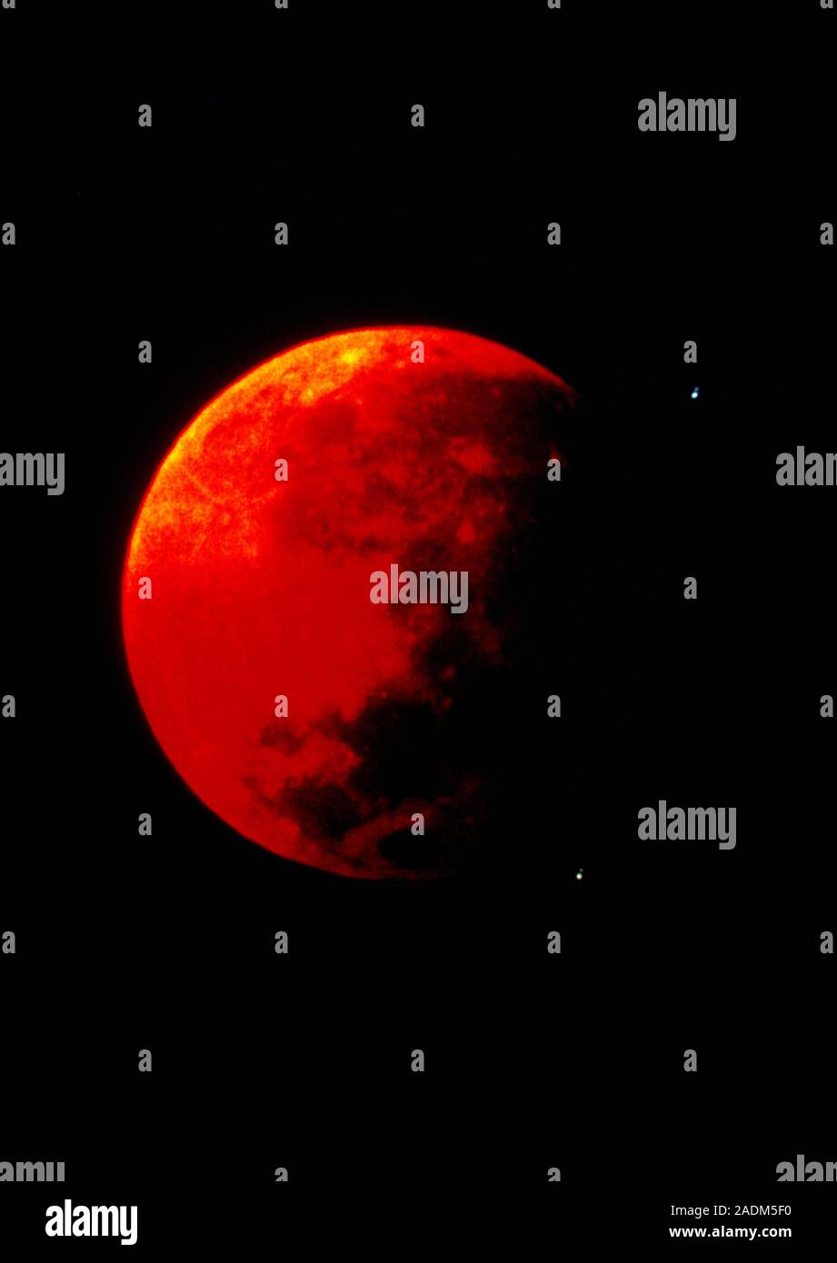 Total lunar eclipse photographed on July 5, 1982. A lunar eclipse