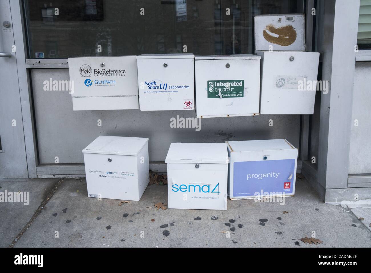 Medical laboratory boxes with blood & other test ready for pickup