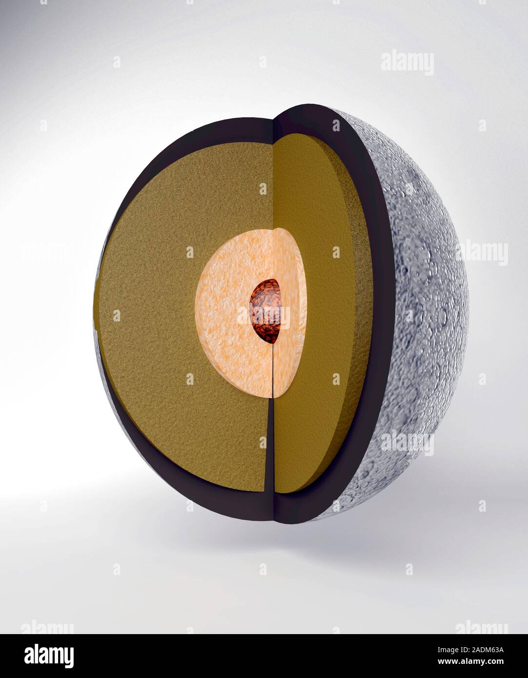 Moon internal structure, computer artwork. The Moon has a diameter of ...