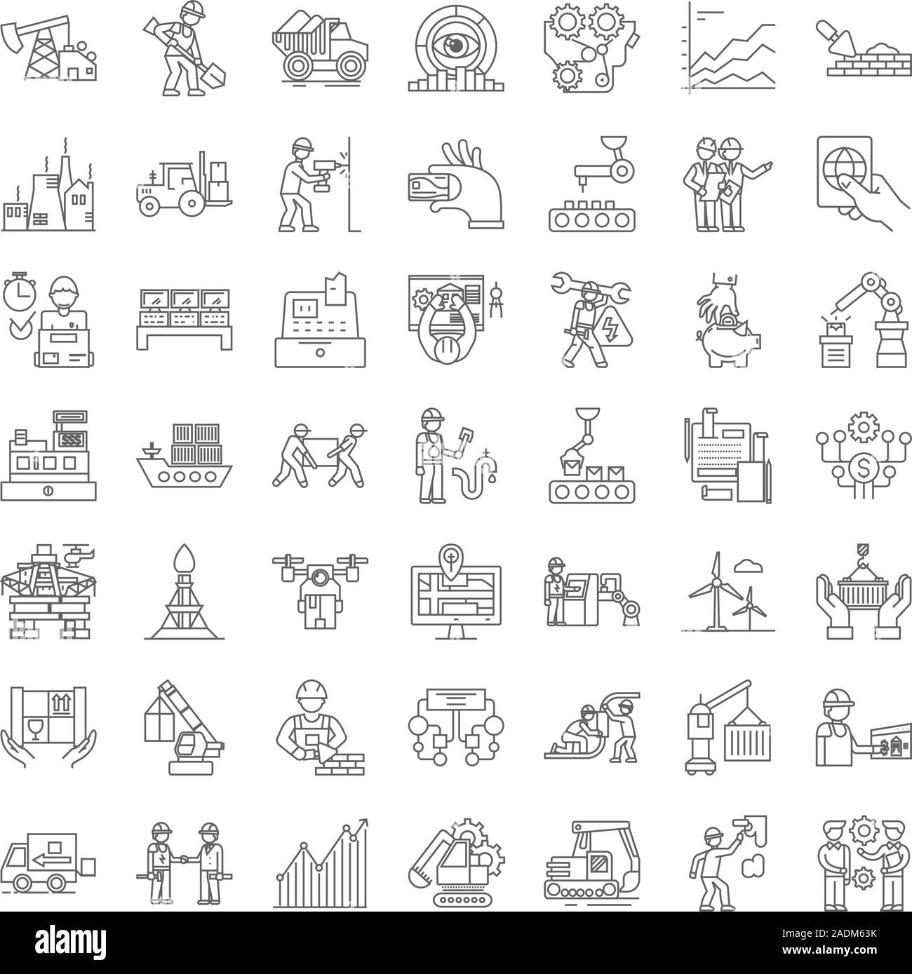 Workflow linear icons, signs, symbols vector line illustration set ...