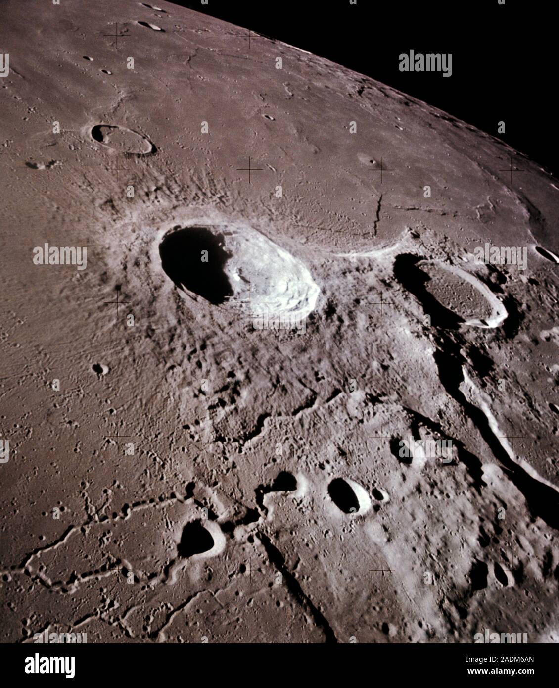 Lunar surface, the HadleyApennine region of the Moon. The crater