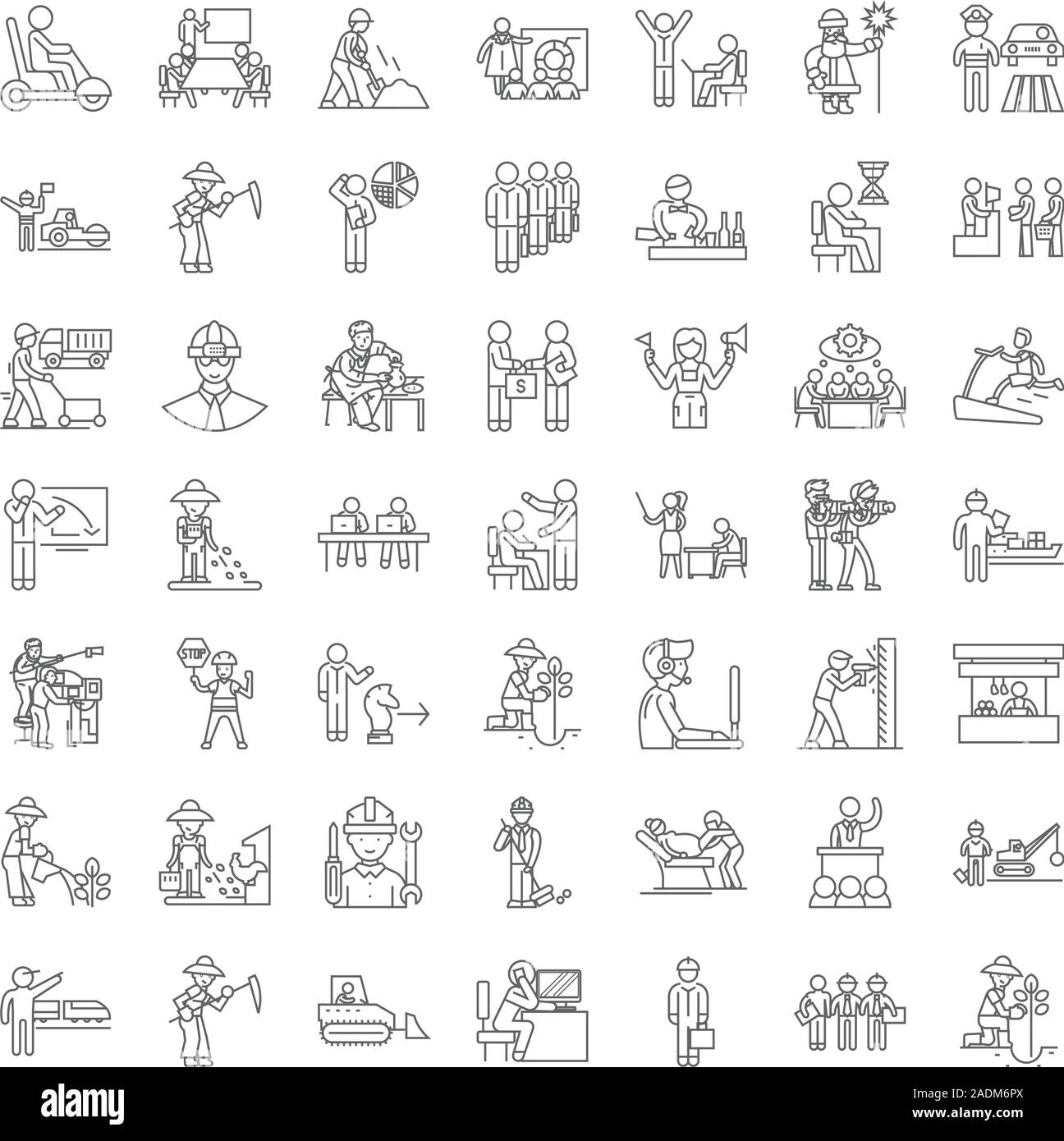 Working linear icons, signs, symbols vector line illustration set Stock ...