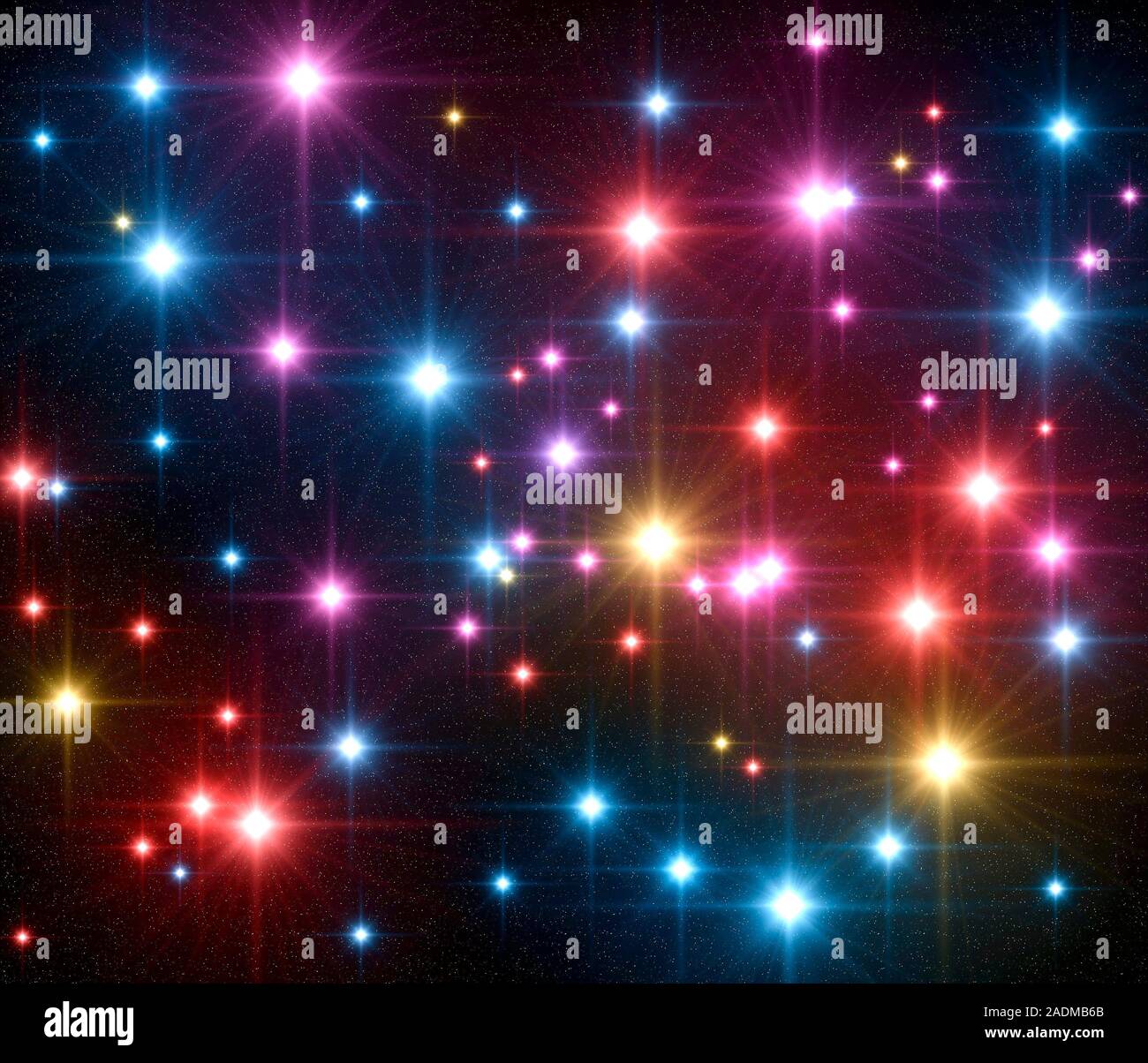 Starfield. Computer artwork of bright, colourful stars Stock Photo - Alamy