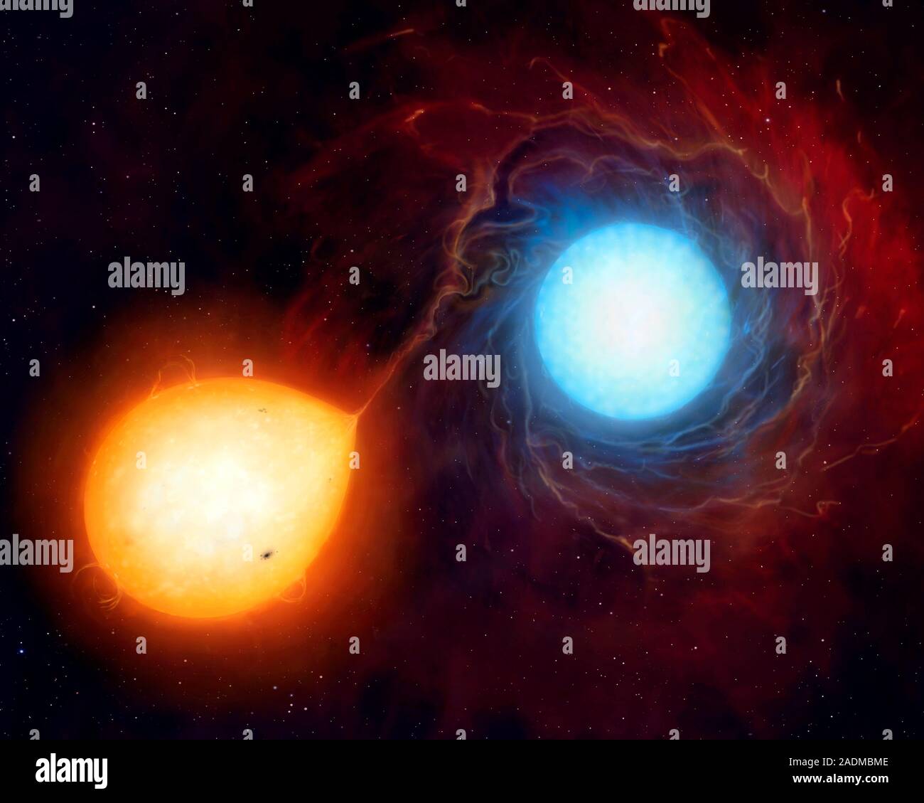 Algol double star. Artwork of the stars in the eclipsing binary star ...