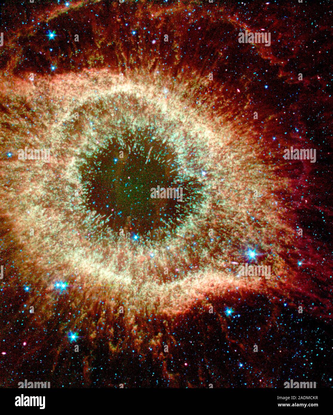 Helix nebula (NGC 7293), infrared Spitzer Space Telescope image. This