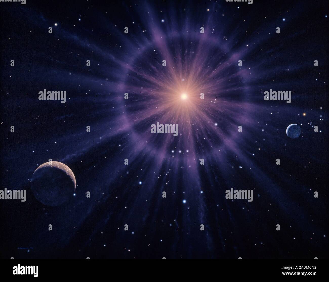 Betelgeuse supernova. Artwork of the explosion of the star Betelgeuse ...
