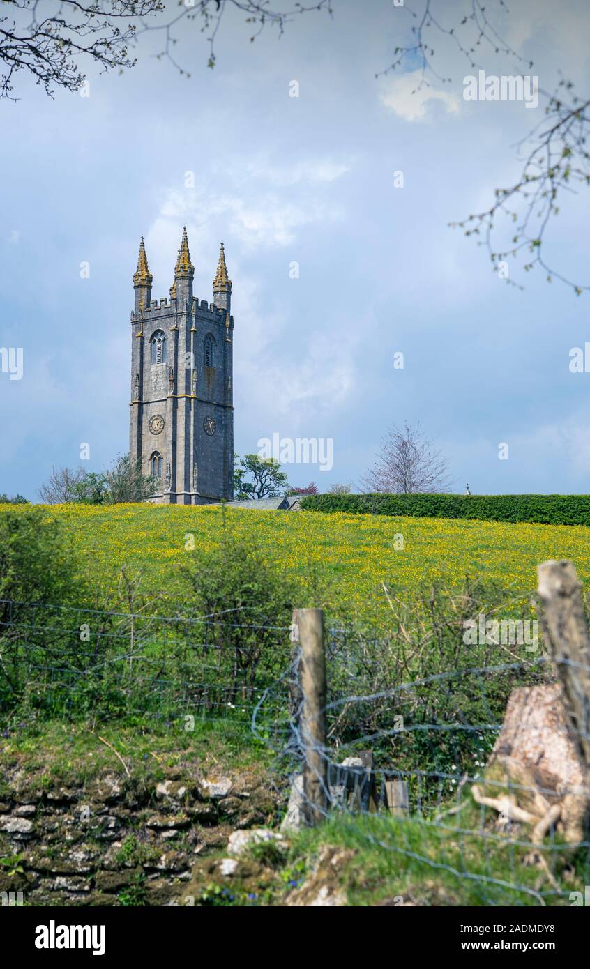 The Church of Saint Pancras, Widecombe-in-the-Moor, Devon, England, also known as the Cathedral of the Moor Stock Photo