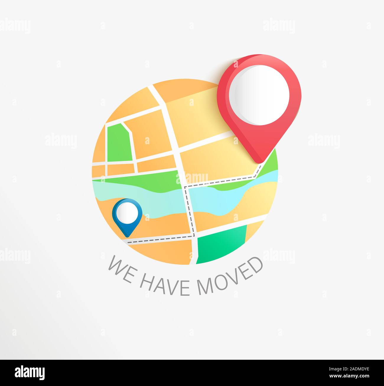 We have moved, concept of business relocation. Stock Vector