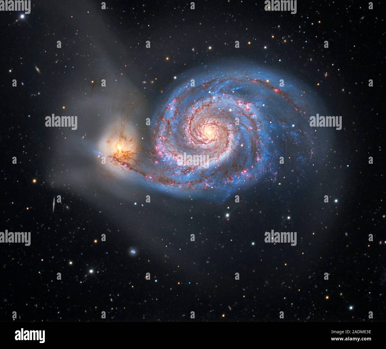 Whirlpool Galaxy (M51, NGC 5194), visible light image. The Whirlpool ...
