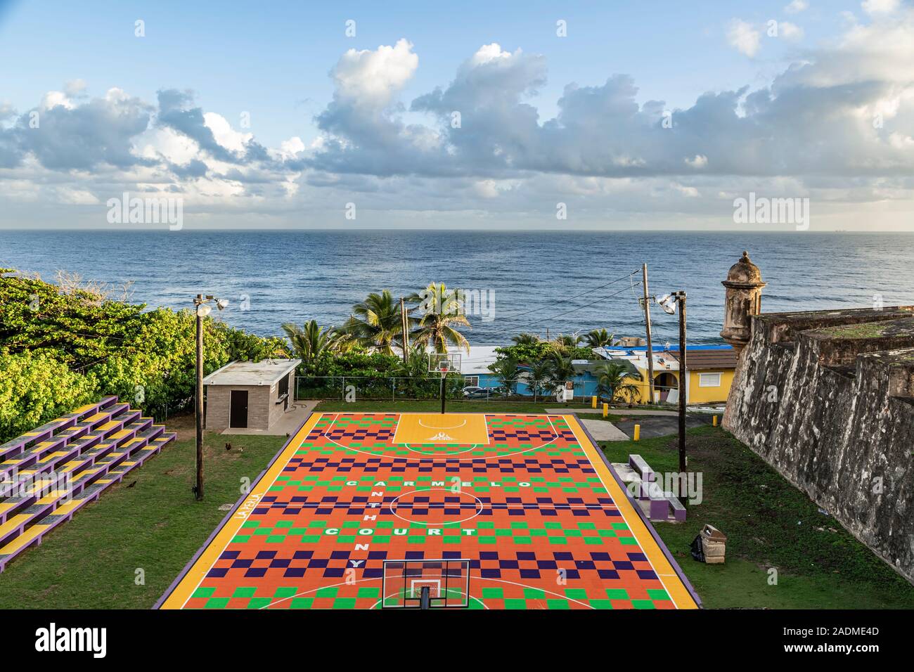 Carmelo Anthony basketball court, La Perla barrio, Old San Juan, Puerto Rico Stock Photo