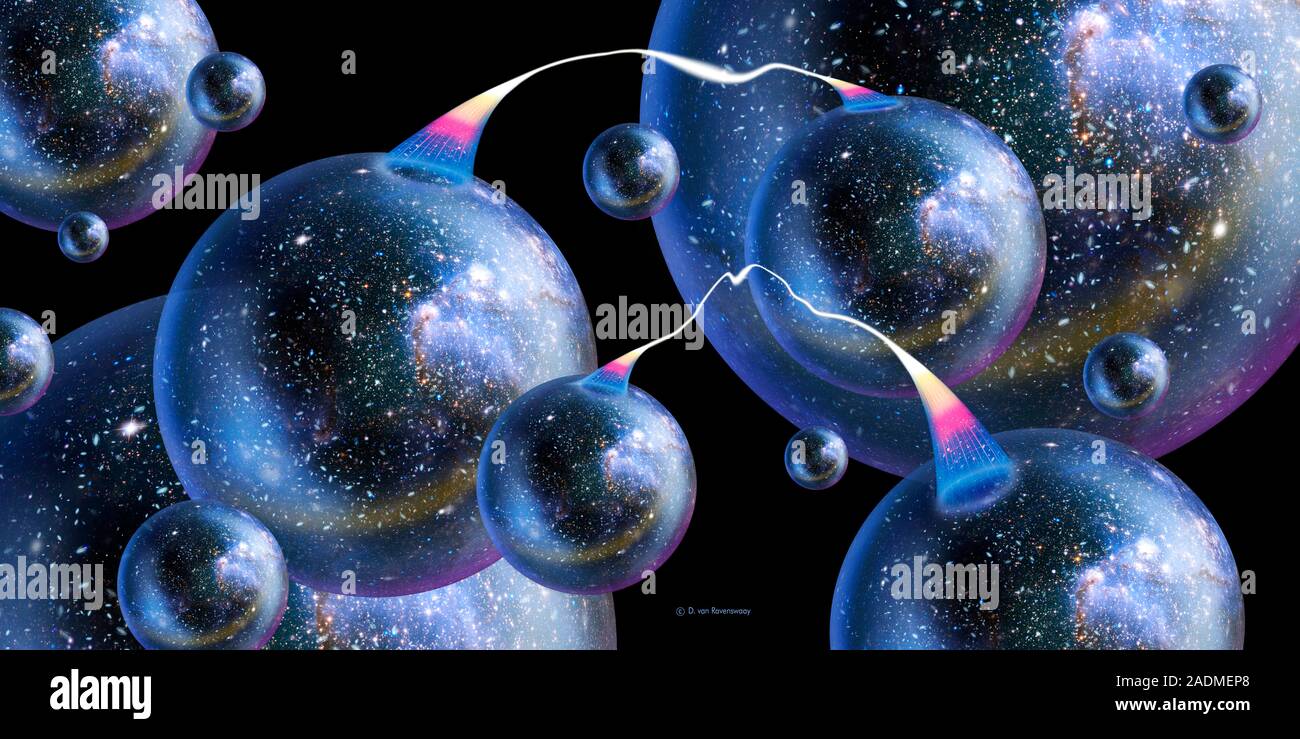 Wormholes. Computer artwork of two wormholes (white tunnels) connecting